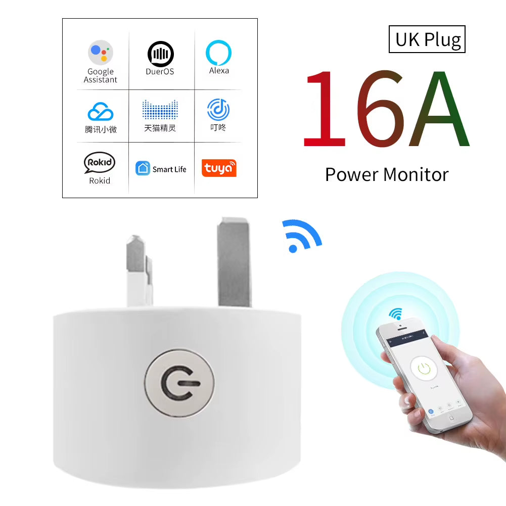 Wifi Smart Plug Sockets 16A EU Plug Tuya Smart Life APP Work with Alexa Google Home Smart-Home Automation EU UK Plug Yandex