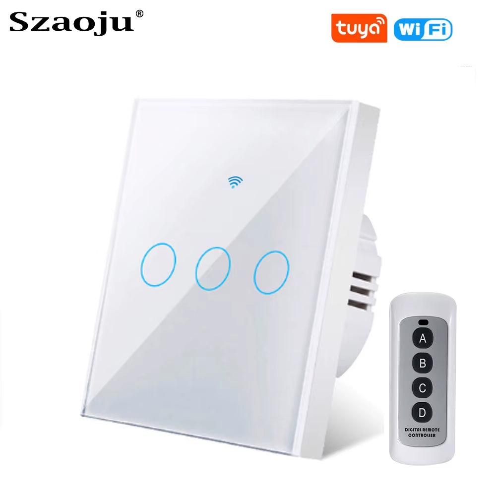 Tuya Wifi Touch Switch Light Wall Smart Switch Universal for EU Smart Home Life Alexa Google Home 433RF Remote 1/2/3Gang
