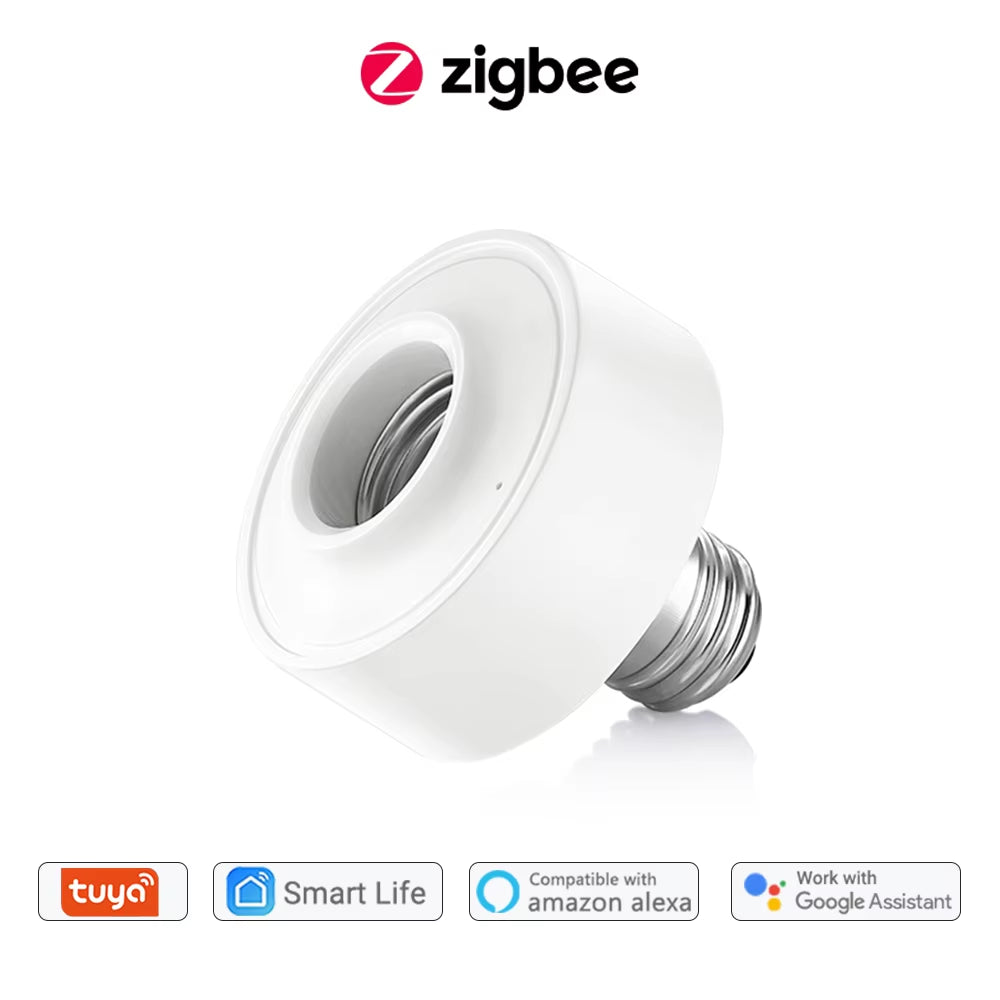 Tuya Smart Zigbee 3.0 Led Bulb Socket Lamp Adapter Holder E27 Works with Google Home Alexa Echo Remote Control on off DIY MQTT