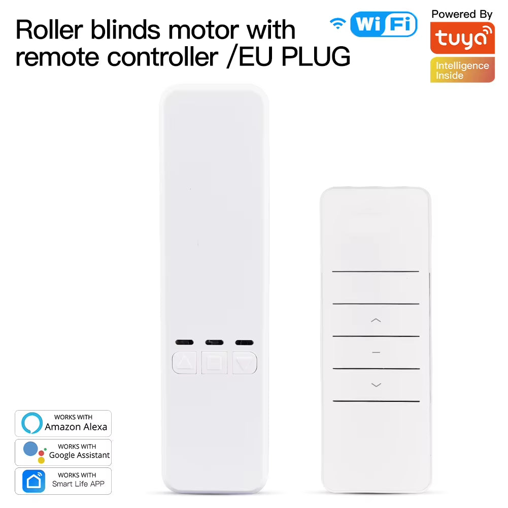 Tuya Wifi Smart Motor Electric Chain Roller Blinds Shade Shutter Drive RF Remote Kit Smart Life App via Alexa/Google