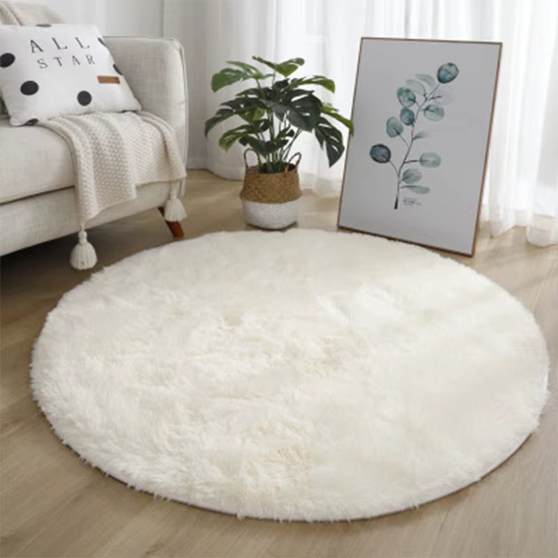 Super Soft Plush round Rug Mat Fluffy White Carpets for Living Room Home Decor Bedroom Kid Room Decoration Salon Thick Pile Rug