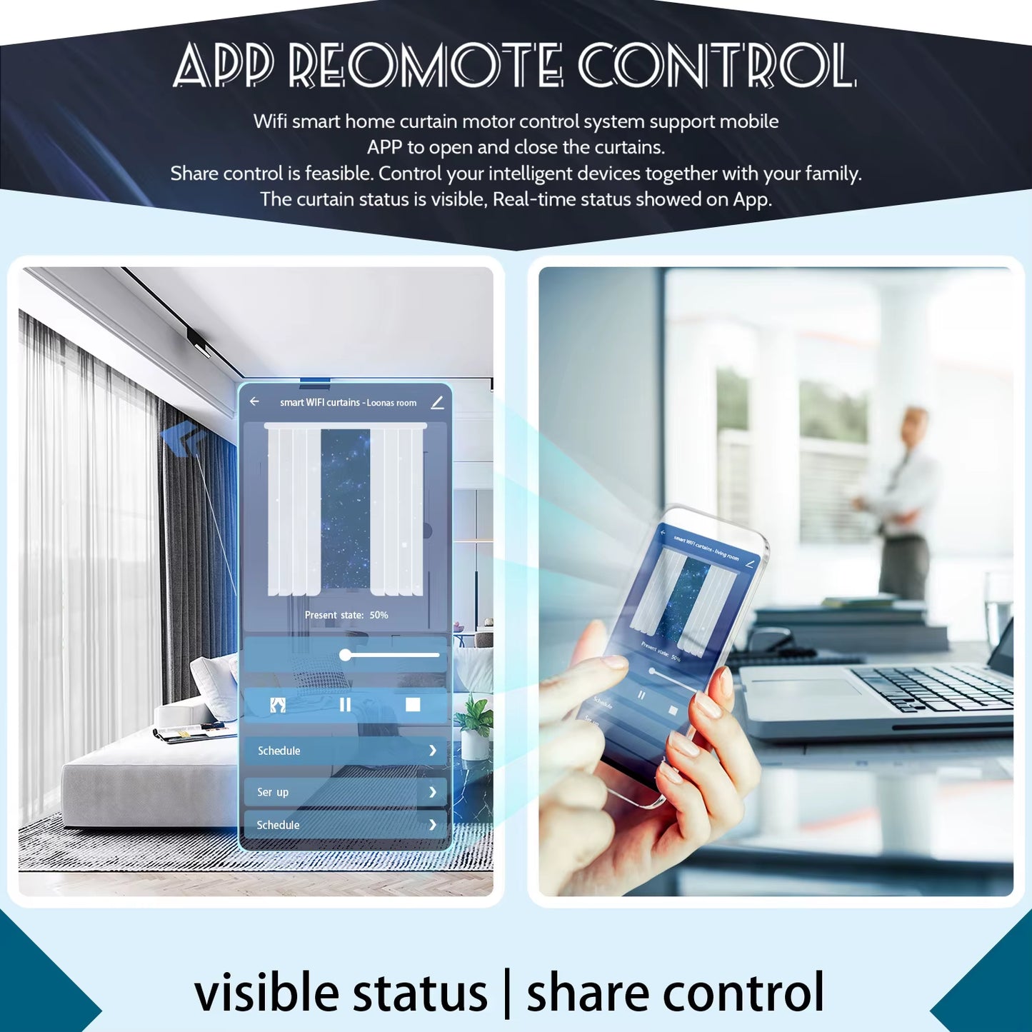 Tuya Wifi Smart Home Electric Mini Curtain Motor System Customized 1.3Mm Rail with RF Remote Support Alexa & Google Home