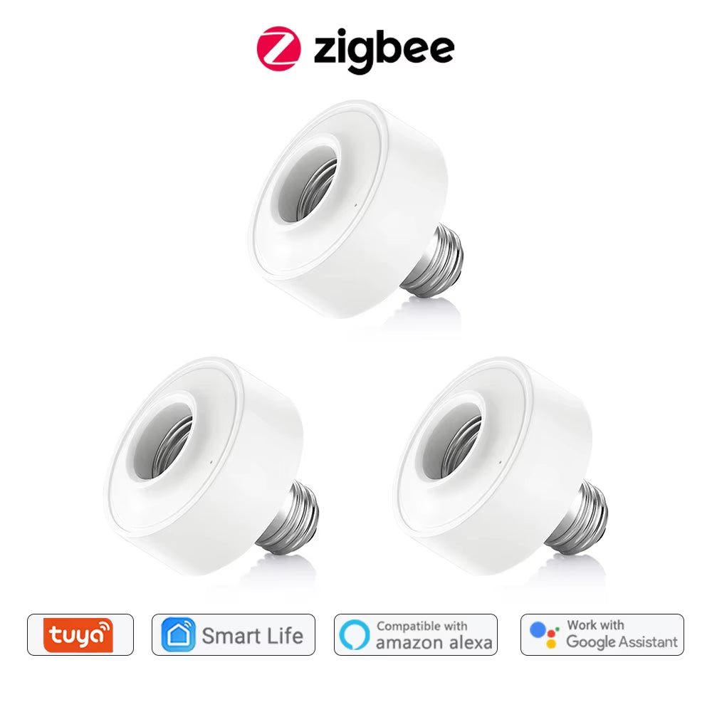 Tuya Smart Zigbee 3.0 Led Bulb Socket Lamp Adapter Holder E27 Works with Google Home Alexa Echo Remote Control on off DIY MQTT