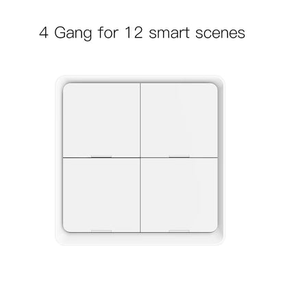 4 Gang Tuya Zigbee Wireless 12 Scene Switch Push Button Controller Battery Powered Automation Scenario for Tuya Devices