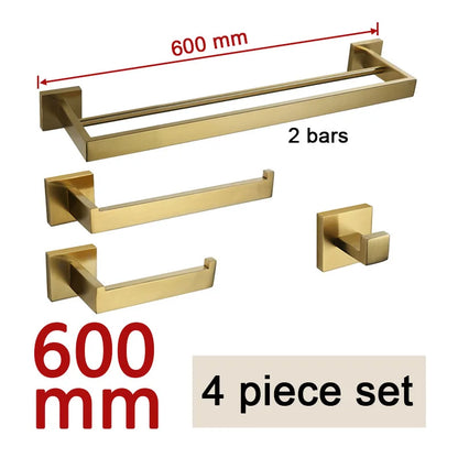 Gold Brushed Bathroom Accessories Hardware Towel Bar Rail Toilet Paper Holder Towel Rack Hook Soap Dish Toilet Brush