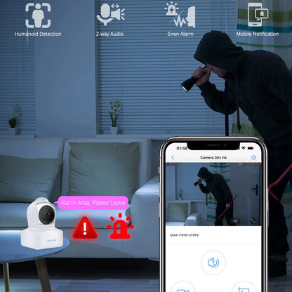 4MP Wifi PTZ Camera Indoor Smart Home Security Dome IP Camera 15M IR Night Vision Human Tracking Wireless Pet Camera Camhipro