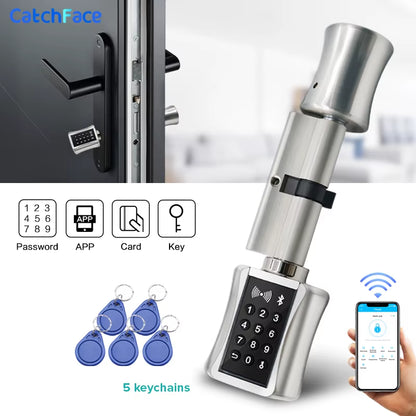 Ttlock Bluetooh Cylinder Smart Lock Remote Control Keyless Electronic Door Lock APP Wifi Digital Code RFID Card Lock
