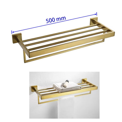 Gold Brushed Bathroom Accessories Hardware Towel Bar Rail Toilet Paper Holder Towel Rack Hook Soap Dish Toilet Brush