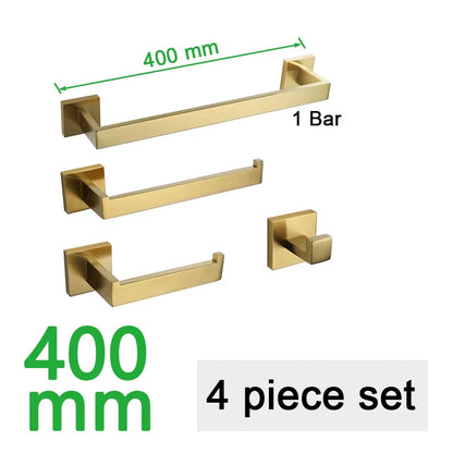 Gold Brushed Bathroom Accessories Hardware Towel Bar Rail Toilet Paper Holder Towel Rack Hook Soap Dish Toilet Brush