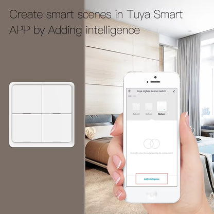 4 Gang Tuya Zigbee Wireless 12 Scene Switch Push Button Controller Battery Powered Automation Scenario for Tuya Devices