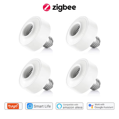 Tuya Smart Zigbee 3.0 Led Bulb Socket Lamp Adapter Holder E27 Works with Google Home Alexa Echo Remote Control on off DIY MQTT