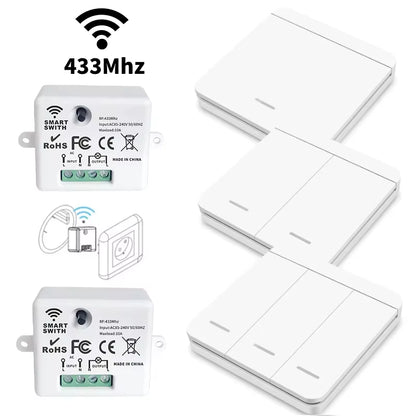 Wireless Light Switch 433Mhz Remote Control 1/2/3Gang Interruptor Wall Smart Lighting Switch 10A 110V 220V for Lamp LED