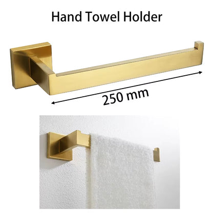 Gold Brushed Bathroom Accessories Hardware Towel Bar Rail Toilet Paper Holder Towel Rack Hook Soap Dish Toilet Brush