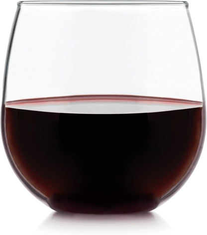 Libbey Stemless 12-Piece Wine Glass Party Set for Red and White Wines