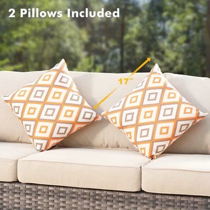 Lovall Rattan Wicker 7 - Person Seating Group with Fire Pit and Cushions