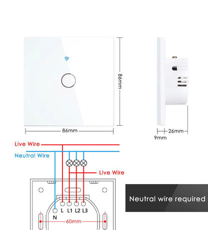 Tuya Wifi Touch Switch Light Wall Smart Switch Universal for EU Smart Home Life Alexa Google Home 433RF Remote ​1/2/3Gang